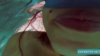 Hungarian teen Candy gets horny in the swimming pool