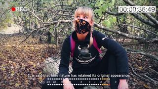 Outdoor blowjob. Stalker Karina suck a dick to a guard at an abandoned camp