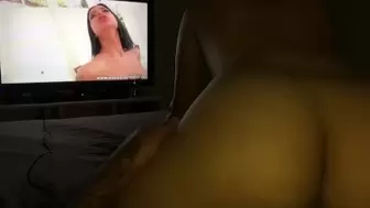 Watching porn with my GF she rides my hard cock until her wet pussy creams