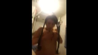 Teen slut with pigtails loves sucking cock