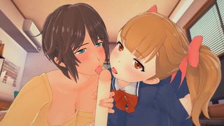 (3D Hentai)(BBW)(Haha Musume) Sex with Sakie and Rumi
