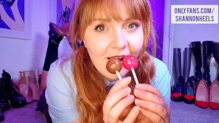 Tasting my Pussy and Ass with Lollipops I got for Giving a Boy a Blowjob