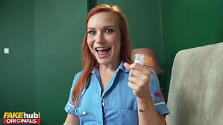 FAKEhub - Hot redhead nurse with perfect little pink shaved pussy has to collect a sperm sample