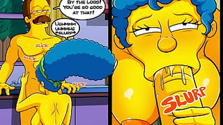 Ned Marge Parody - Cheating wife sucked neighbor's dick in the kitchen, Cuckold Husband Fucked The Neighbor's Wife - Anime Hentai Porn