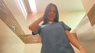 Naughty Nurse Masturbates and Squirts In The Hospital Bathroom