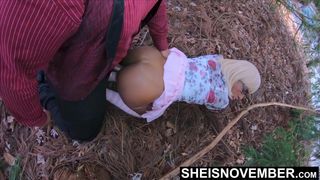 On Woods Pine Needles Smashing My Wifey Dark-Hued Stepdaughter All 4 Like A Rear End
