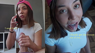 My stepsister thinks a spider is biting my cock and sucking the venom to save my life