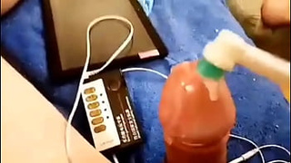 Homo Kotilainen use electric toothbrush with his hard gay cock.