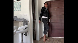 Quick Sex with Hot Teen in Leather Jacket - POV vertical Sex
