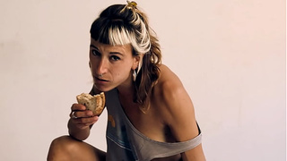 Eating and Fucking in a Reverse Cowgirl - Food fetish