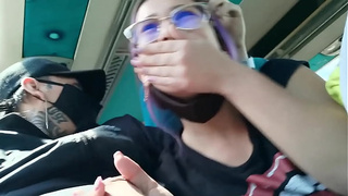 Sexy Latina gives her boyfriend a super blowjob on a public bus traveling between Bogota and Medellin - Bucarasex
