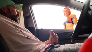 I stopped my car on the street and asked a hot redhead for directions and took my dick out!