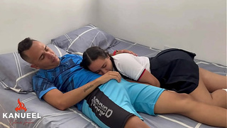 Greedy comes home from school to suck her perverted stepdad's cock