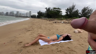 Babe Can I Cum On Your Tits? - Public Cock Flashing On The Beach