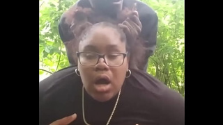 Fucking young thick big booty ebony slut out in public
