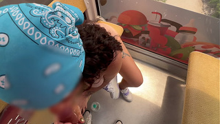 Blowjob and fuck on the cable car in Colombia, Santander with a very horny pregnant woman