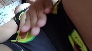 The charming porn actress YuliethGomez in a swimsuit while touching her wet vagina