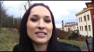Beautiful brunette girl accepts some money to fuck on the playground