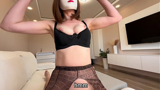 Fucked A Ghost Girl On Halloween Mistaking Her For A Slut - Sliding Wet Pussy Rub - Torn Tights - Cum On Face - English Subtitles