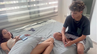 I walk into my little stepsister's room unexpectedly and find her masturbating to my photos. REAL SEX BETWEEN STEPSIBLINGS.