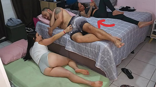 Wife had to share a room with her friend.