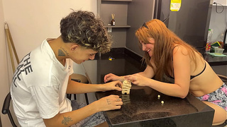 My stepmother with a very big ass makes a bet with me and I cheat to fuck her good.