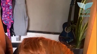 My wife's friend sneaks me onto the Airbnb couch while she's away and sucks me off incredibly.