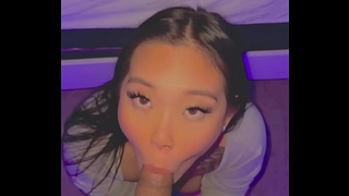 Back room crazy hot sloppy blowjob and fucking slutty asian POV MISSIONARY