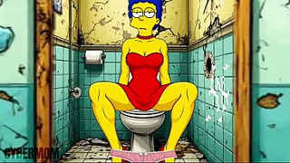 Married Housewife Gets Fucked In A Public Dirty Restroom. Cartoon. Simpsons Parody. Gloryhole