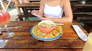 The Tinder girl agrees to go out to eat and after the meal comes the fucking until ejaculation.