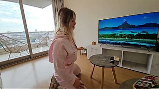 Beautiful blonde with a big ass rides me hard until the final cumshot