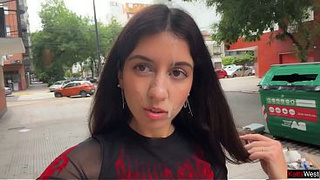 I love to Walking Covered in Cum ! Please Cum on my Face! - Public Cumwalk on Street