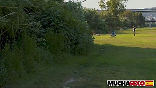 It’ll be Our Little Secret! Busty Chica Blondie Fesser Fucked on a Field at MuchaSexo