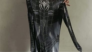 Fucking a Black Spiderman Cosplay Girl Until He Cums in Her Pussy Multiple Times - Latest Indonesian Porn
