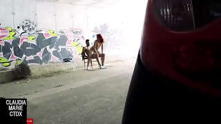 Fucking in a place among graffiti. My step cousin fucking outside