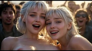 Amazing beauty fairy girl coming and getting real orgasm in front of crowd - AI generated