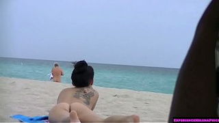 Exhibitionist Wife Allison Banks Teasing Nude Beach Voyeurs!
