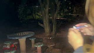 Bella Ruiva having sex in a public square, drawing a line of men to have sex with her. (COMPLETE IN RED)