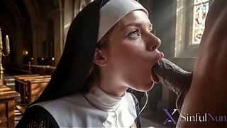 A busty redheaded nun tries a cock for the first time right in the church[AI]
