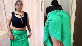 Romantic pleasure by lifting the skirt of Bhabhi who was keeping clothes in the cupboard, both of us alone at home, desi hindi audio