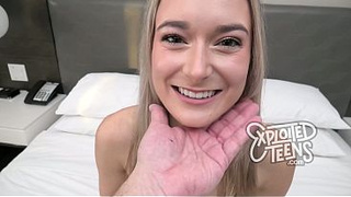Pretty Blonde College Girl Gets Her Shaved Cunt FILLED With a Hot Creampie