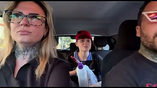 I found a windshield washer at the traffic light! And I called him over to be a porn actor and have hot sex in our car in the middle of the street. I made her all wet and she smeared our entire car seat.