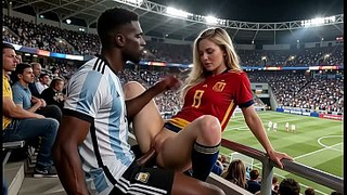WOW Sexy! (( " ARGENTINA fuck SPAIN " )) Final World Cup... in Public! Who wins? Answer in the comments! "Interracial"(IA)