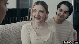 MILF biology teacher tutors horny teen couple about bisexual sex