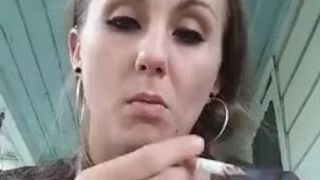 Sexy blonde smoking fetish