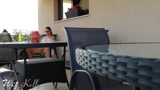 Spying on a girl that masturbates in a public terrace. WetKelly