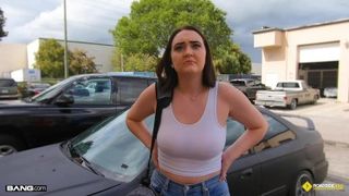 Roadside - Congenital Huge-Boobed Teenager Romps Her Van Mechanic