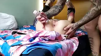 Brutal painful teen anal destruction with masager hard bondage