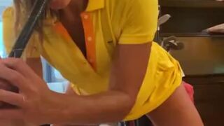 Athletic Chick Cums on Gokf Clubs Before A Round of Golf